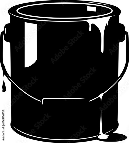 paint can silhouette, black and white silhouette, vector and illustration
