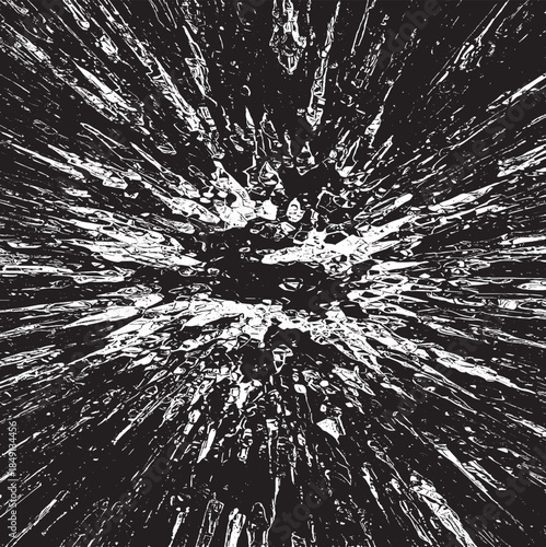 Circular starburst explosion texture. Distressed uneven grunge background. Abstract vector illustration. Overlay to create interesting effect and depth. Isolated on white background.