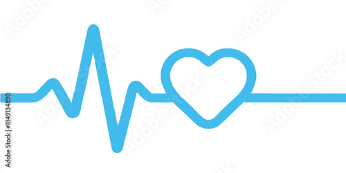 A red 3d medical vector illustration of a heart and heartbeat symbol forming a pulse line cardiogram for a health care life monitor concept
