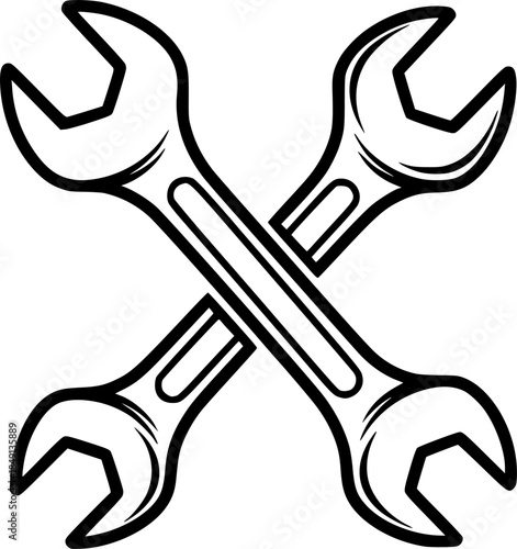 Crossed wrenches symbolizing repair tools for mechanics and handymen in a workshop setting
