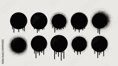 Dripping Black Circles with Gradient Shadow Effects