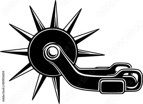 Illustration of a black spur with radiating spikes
