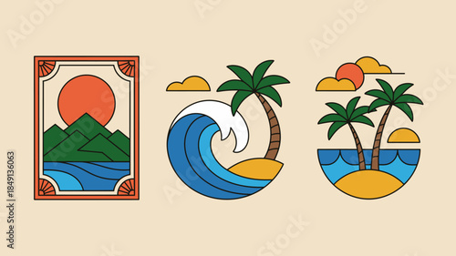 Vibrant Tropical Scenes with Palm Trees and Sunsets