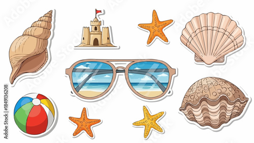Beach Vacation Summer Fun Elements Collection.