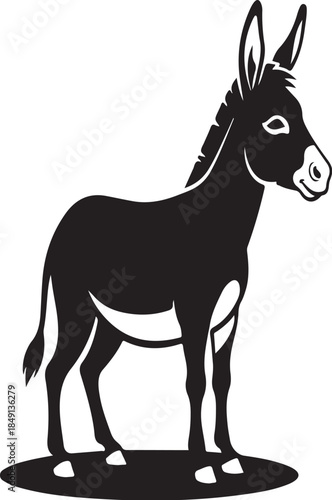 Black Donkey Silhouette Standing Alone