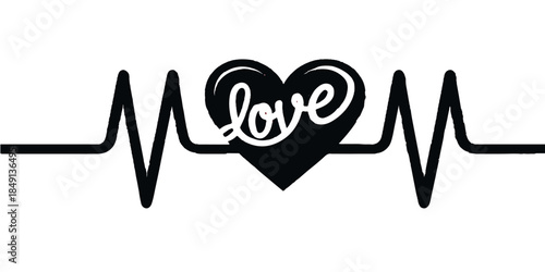 A vibrant illustration of a heartbeat graph forming a heart symbol conveys a message of passion for travel and world tourism, serving as a perfect slogan or logo for a vacation in a capital city