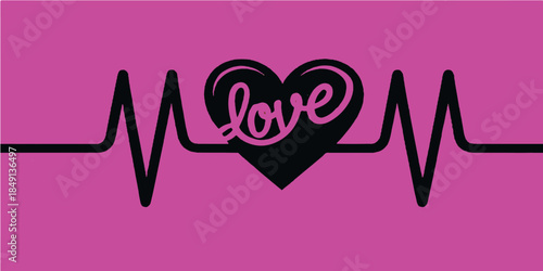 A romantic pink heart vector illustration serving as a symbol of passion and love for a city travel card or Valentine message sticker design