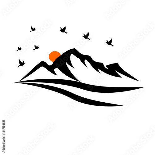 mountains vector, mountain logo icon silhouette vector art illustration
