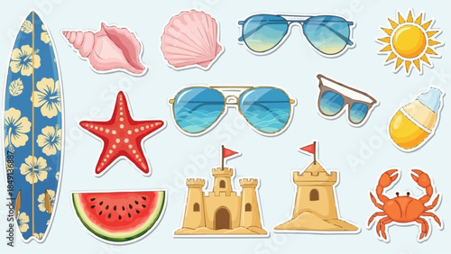 Summer Beach Vacation Objects Collection.