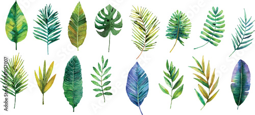 vector set of green plants