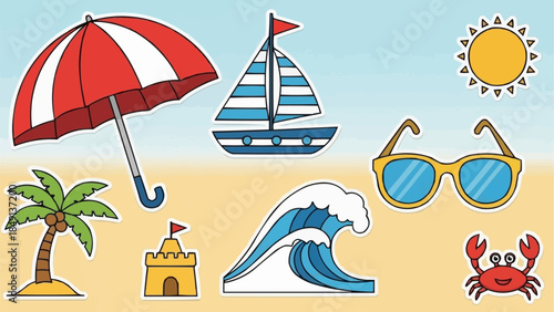 Summer Beach Vacation Elements Collection.