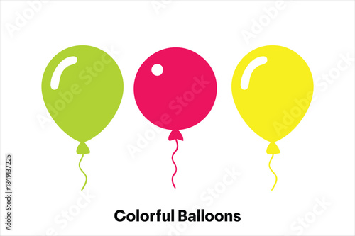 Bright colorful balloon vector set perfect for party banners, birthday invitations, kids graphics, celebration themes, and cheerful event decorations.