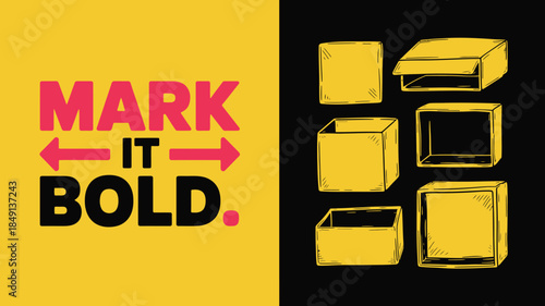 Bold Graphic Design with Yellow Boxes and Motivational Text