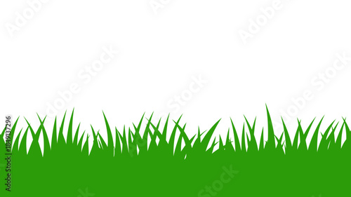 Vibrant Green Grass Silhouette on White Background