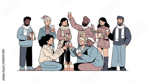 Diverse Group of Friends Celebrating and Sharing Moments Together