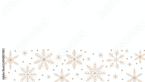 Delicate Gold Snowflakes on White Background for Winter Design