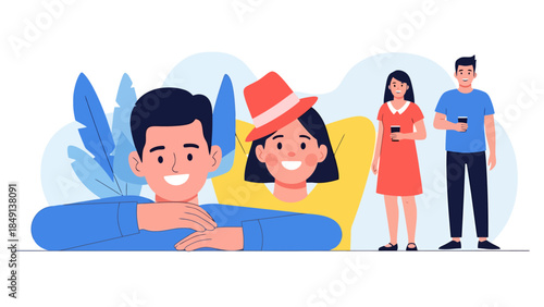 Happy Family Enjoying Time Outdoors in a Modern Park Setting