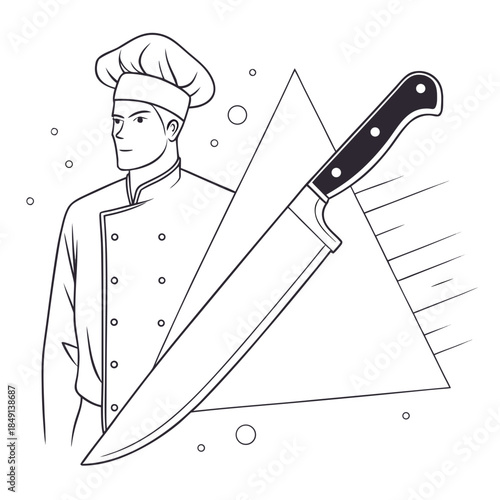 Chef preparing to slice ingredients