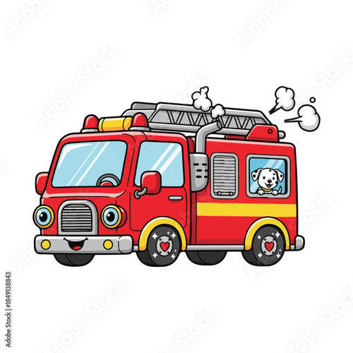 Cartoon Fire Truck Illustration