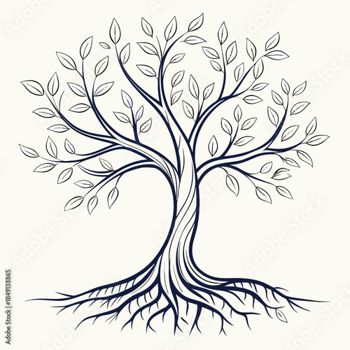 Illustrated tree with deep roots