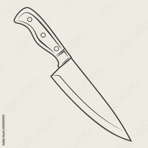 Kitchen knife with wooden handle