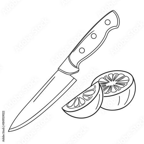 Knife slicing lemon