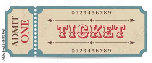 Retro ticket template with vintage typography