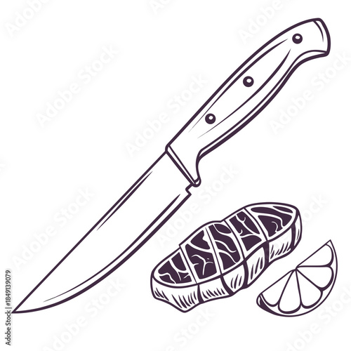 Chef's knife slicing citrus