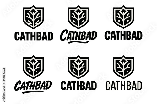 Cathbad Emblem Variations. Emblem of Cathbad. Set lettering. harmonious lettering variations of the same emblematic concept, each with different artistic