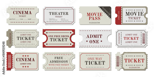 Set of 12 Retro Ticket Templates