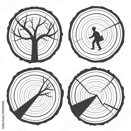 Tree cross sections with silhouettes