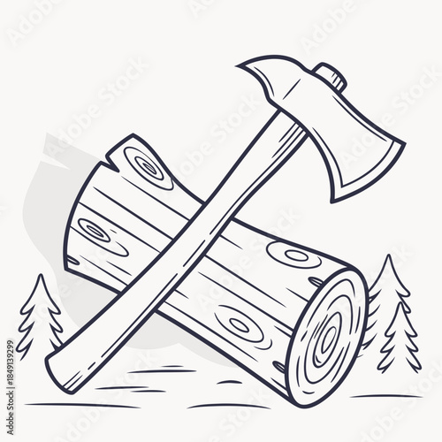 Axe embedded in log