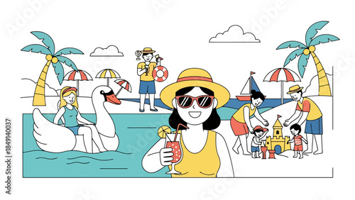 Relaxing Summer Day at the Beach with Family and Friends