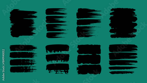 Abstract Black Brush Strokes on Teal Background