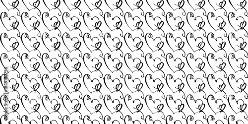 A seamless pattern of charming hand drawn hearts creating a delightful background