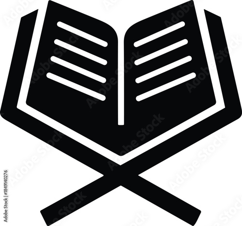 Islamic holy book quran on stand vector icon in simple style for ramadan kareem eid mubarak and islamic event celebration