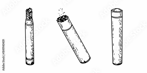 Diagram of a joint being smoked showing its changing form and ash