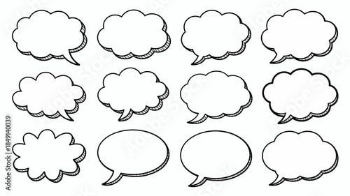 Set of Blank Speech Bubbles for Comic Design