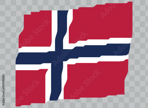 Waving Flag of Norway. Norwegian national symbol in official colors. Template icon. Abstract vector background. Fluttering effect.