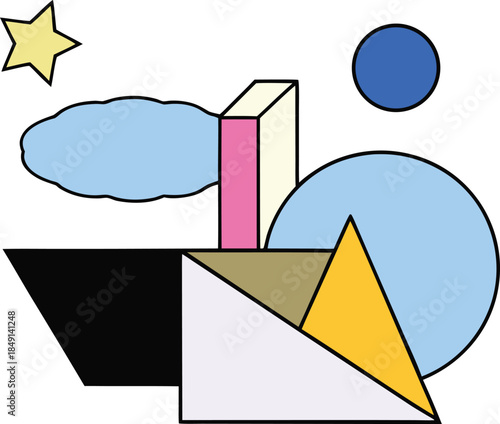 Принти на полотні Clean rigid shape composition with brutalist clarity