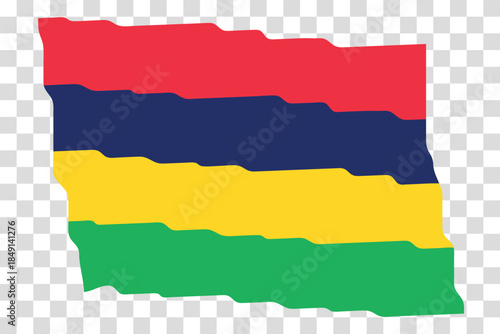 Waving Flag of Mauritius. Mauritian national symbol in official colors. Template icon. Abstract vector background. Fluttering effect.