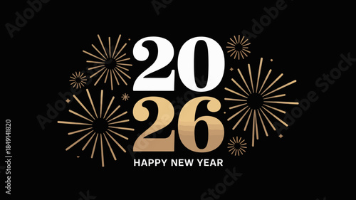 Celebrate 2026 with Gold Fireworks Happy New Year Design