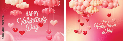 valentine's day, happy valentine's day, 3d heart, red heart, romantic background, love illustration, valentine greeting, glossy hearts, valentine wallpaper, heart shapes, february 14, romantic design,