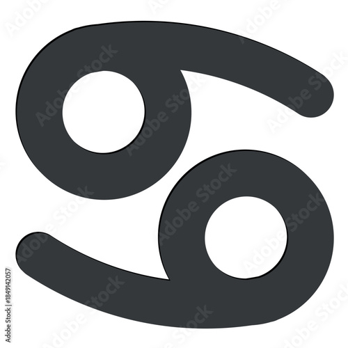 Zodiac horoscope. Cancer astrological icon symbol. Stylized star sign esoteric. Simple line vector illustration.