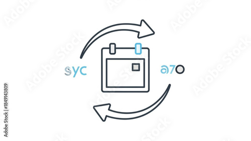AIzaSyBIoNEMxfjvG6ihdwKfAeHDb5xZGyZi2eU Calendar icon with circular arrows representing scheduling and planning flat vector illustration for business and