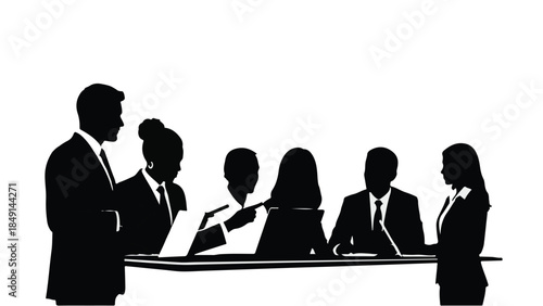 Silhouettes of business professionals in meeting