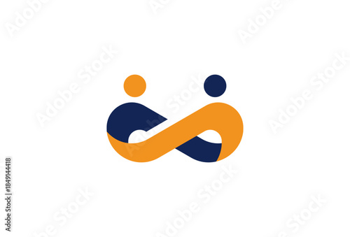People logo design, humans with infinity icon combination, people Logo design template, vector illustration