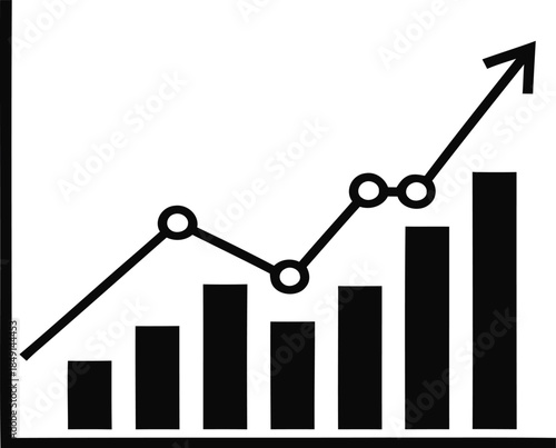 A line graph and bar chart combination with an upward trend