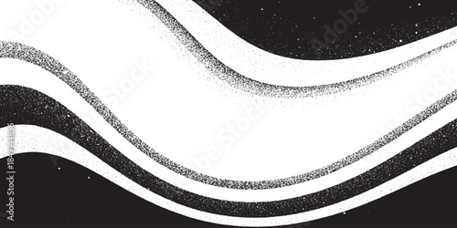 Abstract Black and White Wavy Lines with Grain Texture.