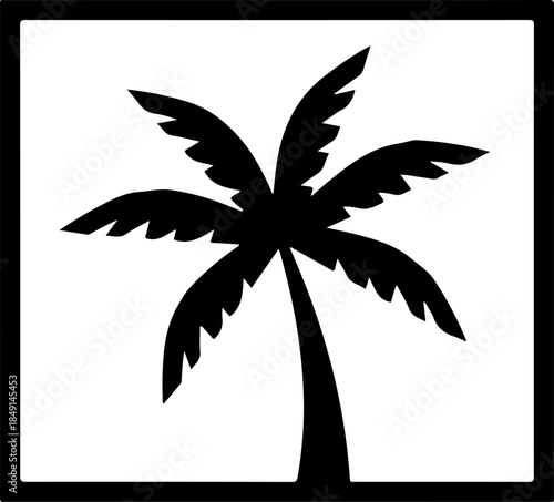 Tropical Surf Island Palm Tree Silhouette Logo